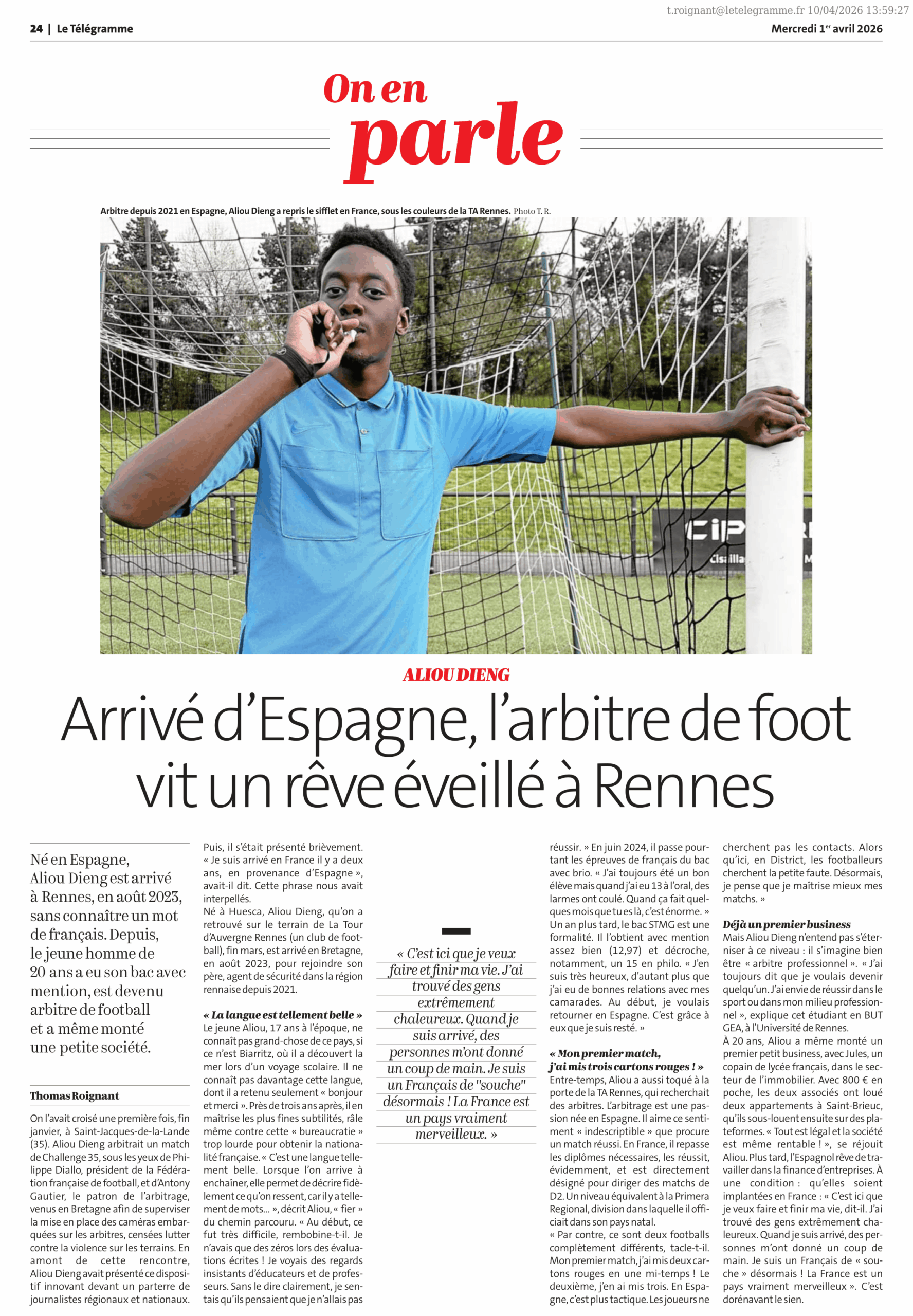 Aliou Dieng, arbitre de la TA